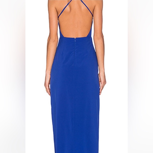 Donna Mizani Dress Square Neck Gown Blue Lined Adjustable Straps Size Large - Picture 3 of 10